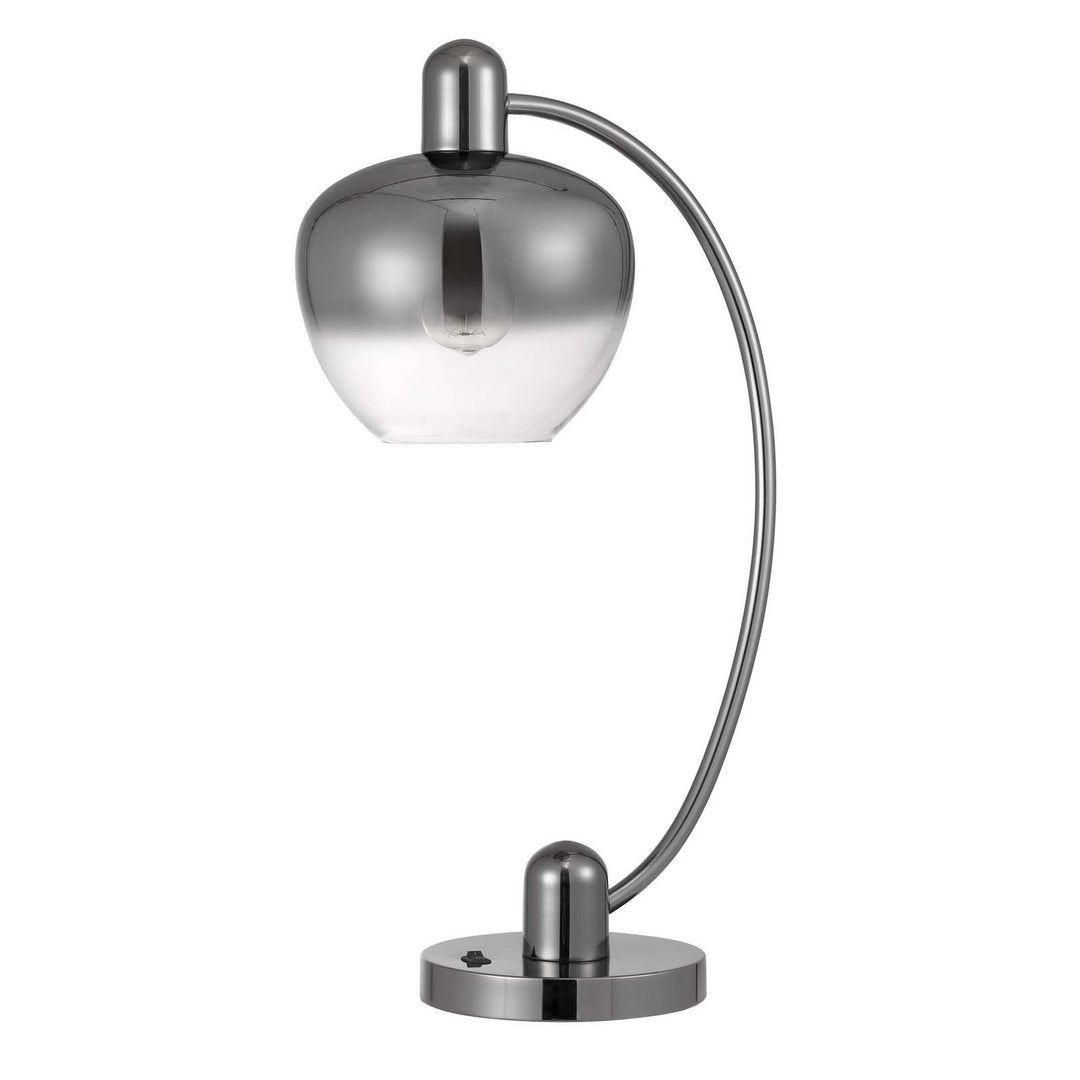 Antique Hardware 40W BROOKLINE METAL ARC TABLE LAMP WITH ELECTORAL PLATED SMOKED GLASS SHADE AND ON OFF ROCKER SWITCH Table Lamp