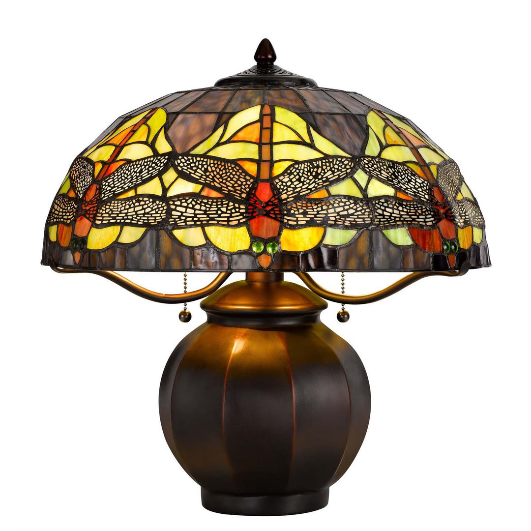 Antique Hardware 60W X 2 TIFFANY TABLE LAMP WITH PULL CHAIN SWITCH WITH METAL LAMP BODY Table Lamp