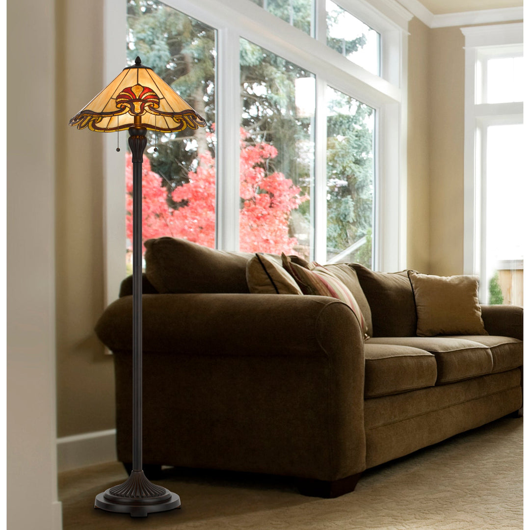 Antique Hardware 60W X 2 TIFFANY TABLE LAMP WITH PULL CHAIN SWITCH WITH METAL AND RESIN LAMP BODY Floor Lamp