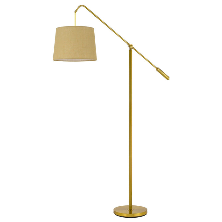 ##Antique Hardware## FISHING ROD ADJUSTABLE METAL FLOOR LAMP WITH BURLAP SHADE