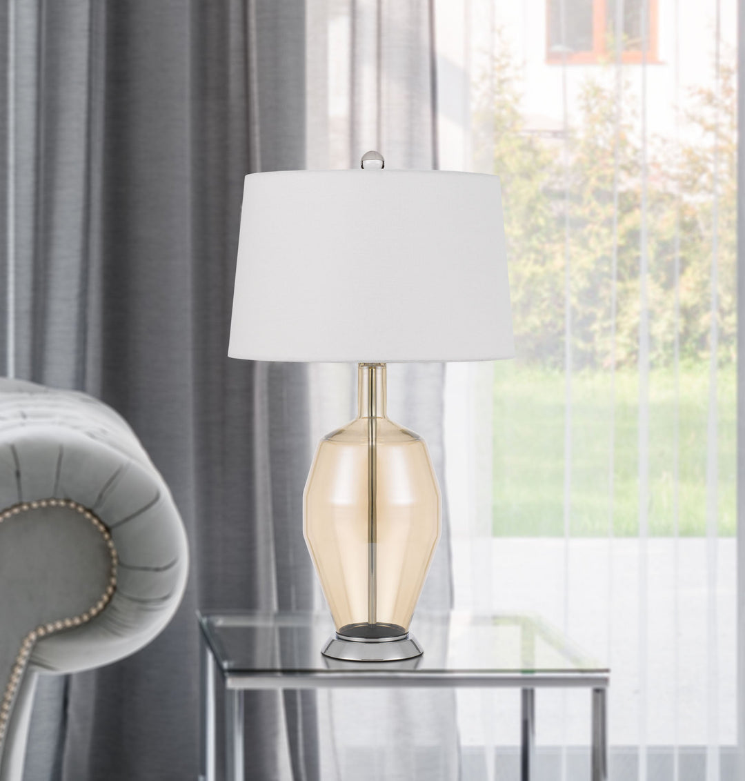 ##Antique Hardware## CARPIANO GLASS TABLE LAMP WITH HARDBACK TAPER DRUM SHADE