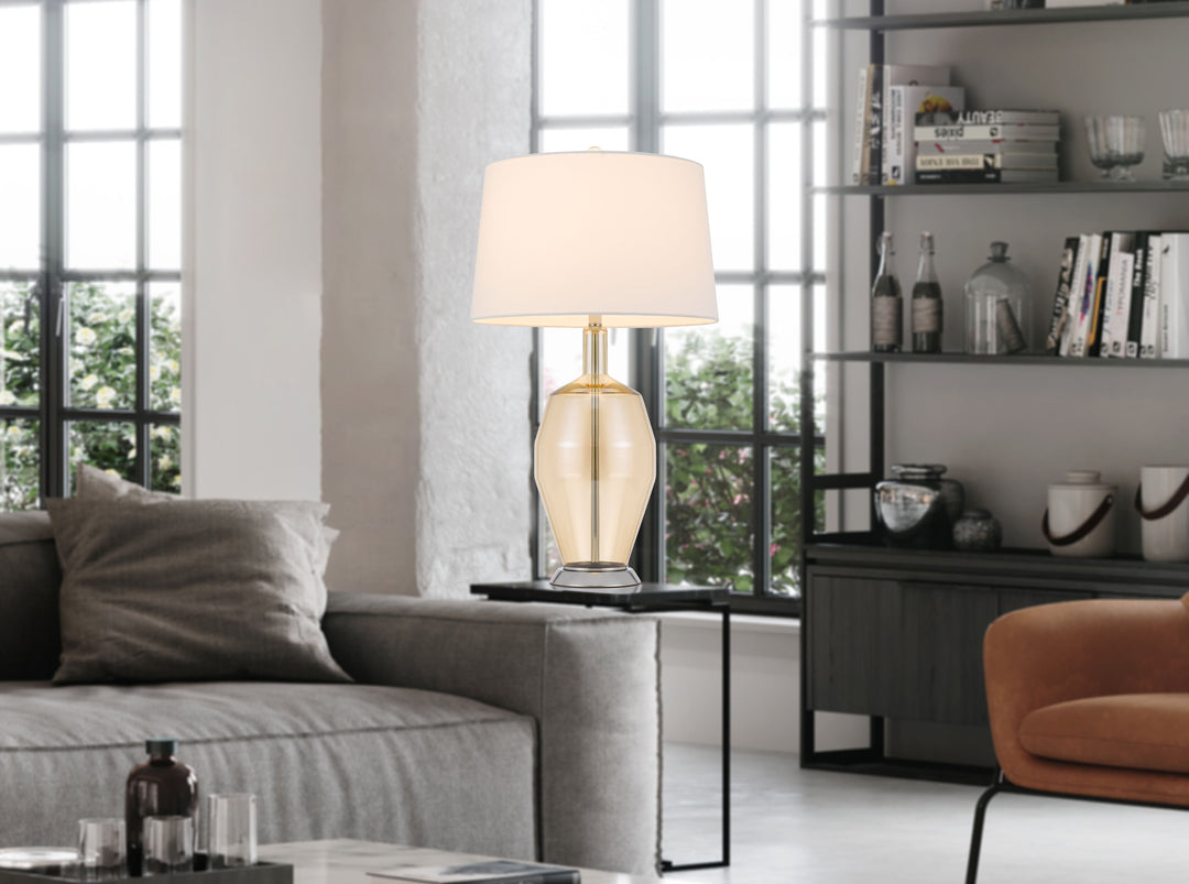 ##Antique Hardware## CARPIANO GLASS TABLE LAMP WITH HARDBACK TAPER DRUM SHADE
