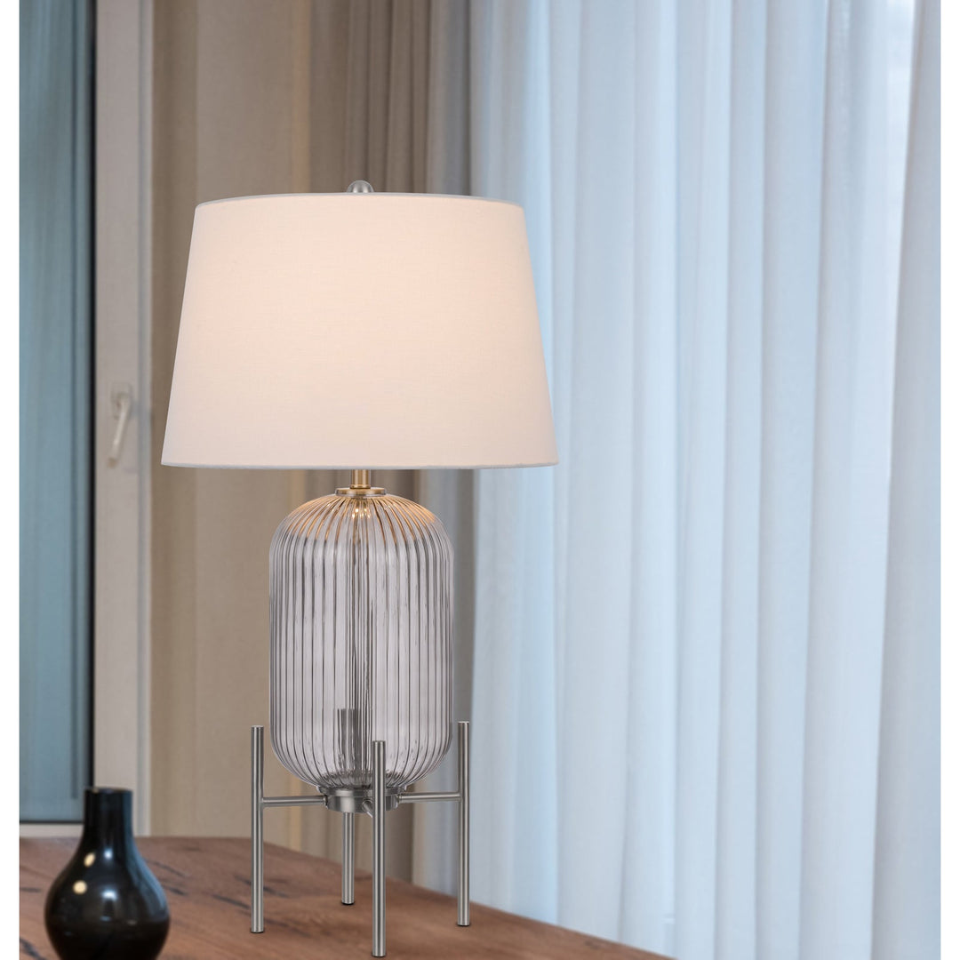 ##Antique Hardware## 150W 3 WAY BELLEVILLE FLUTED GLASS TABLE LAMP