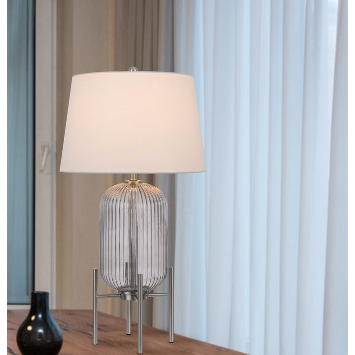 ##Antique Hardware## 150W 3 WAY BELLEVILLE FLUTED GLASS TABLE LAMP