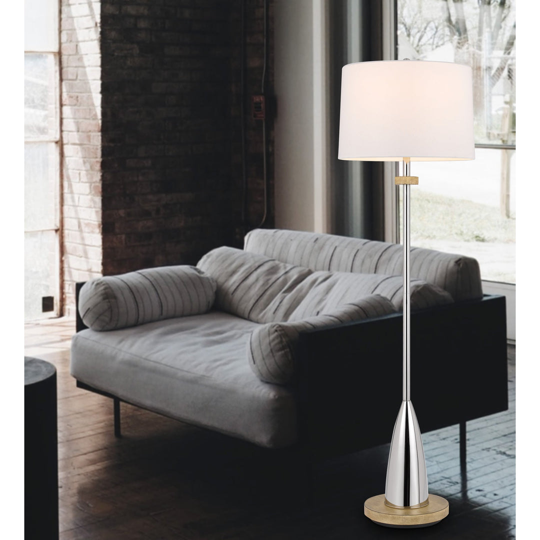 ##Antique Hardware## 150W 3 WAY LOCKPORT METAL FLOOR LAMP WITH RUBBER WOOD BASE