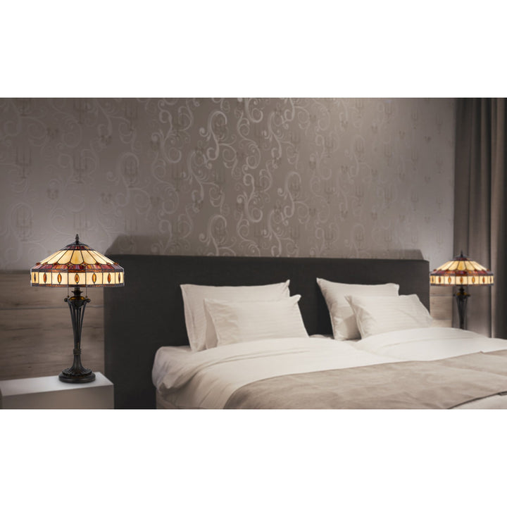 ##Antique Hardware## 60W X 2 TIFFANY TABLE LAMP