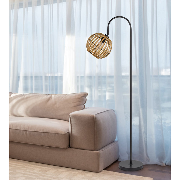 Antique Hardware 60W WORCREST DOWNBRIDGE METAL FLOOR LAMP WITH BAMBOO SHADE Floor Lamp