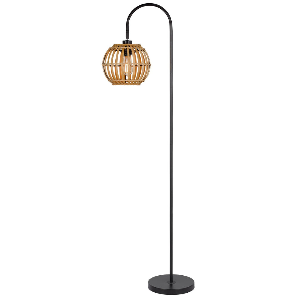 Antique Hardware 60W WORCREST DOWNBRIDGE METAL FLOOR LAMP WITH BAMBOO SHADE Floor Lamp