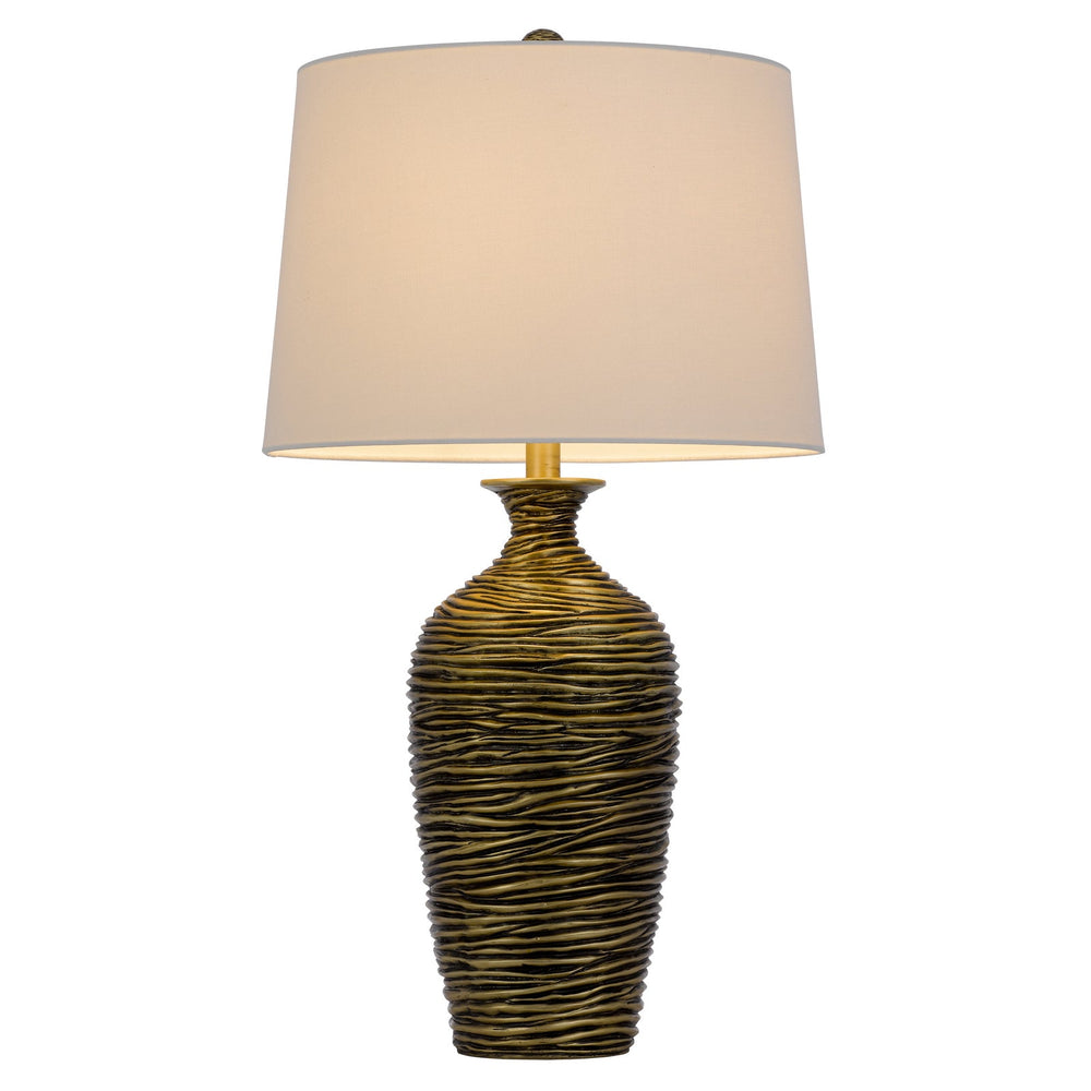 ##Antique Hardware## 150W 3 WAY AURORA RESIN TABLE LAMP WITH HARDBACK TAPER DRUM FABRIC SHADE (SOLD AS PAIRS)