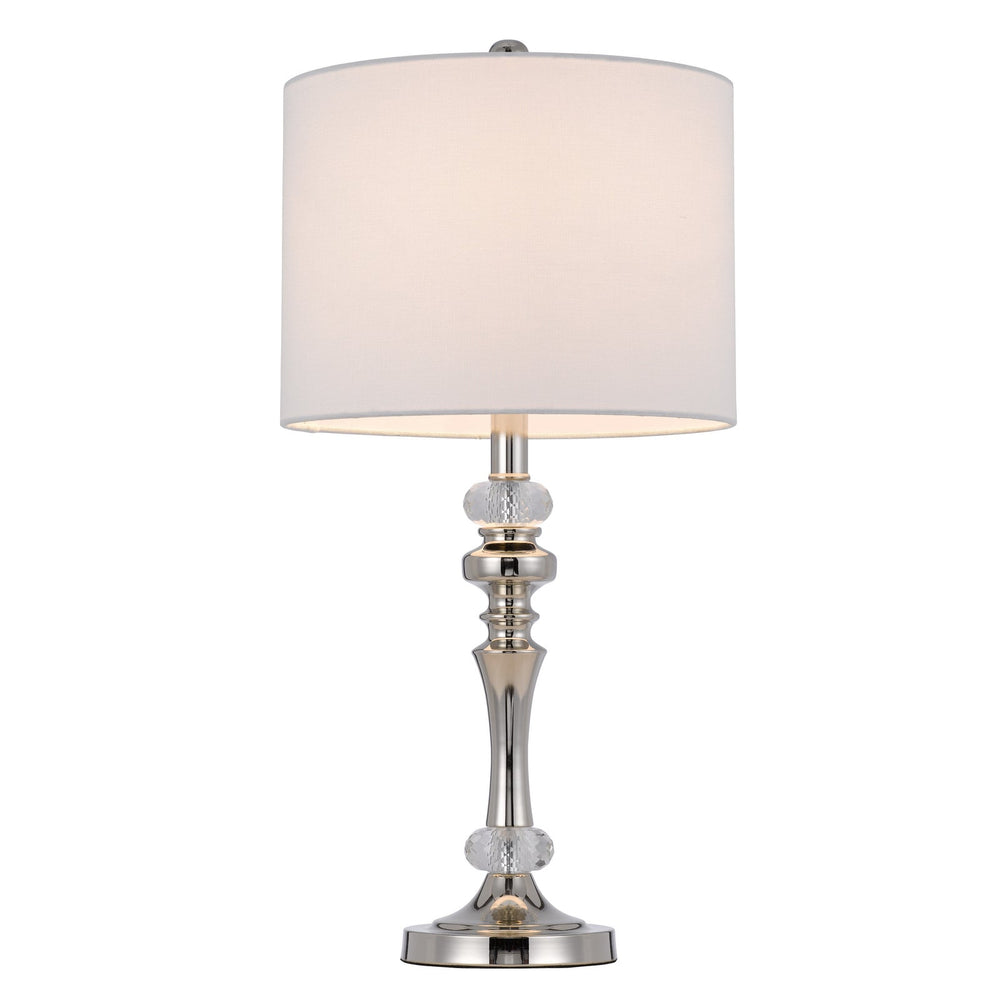 Antique Hardware 60W EFFINGHAM METAL TABLE LAMP WITH CRYSTAL FONT AND HARDBACK DRUM FABRIC SHADE (SOLD AS PAIRS) Table Lamp