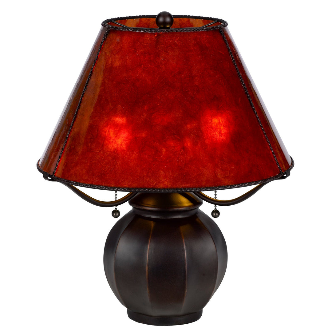 ##Antique Hardware## 60W X 2 INDIO METAL/RESIN MICA TABLE LAMP WITH PULL CHAIN SWITCH