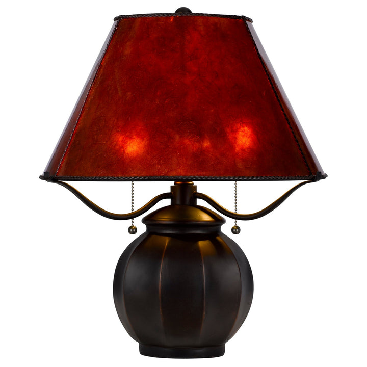##Antique Hardware## 60W X 2 INDIO METAL/RESIN MICA TABLE LAMP WITH PULL CHAIN SWITCH
