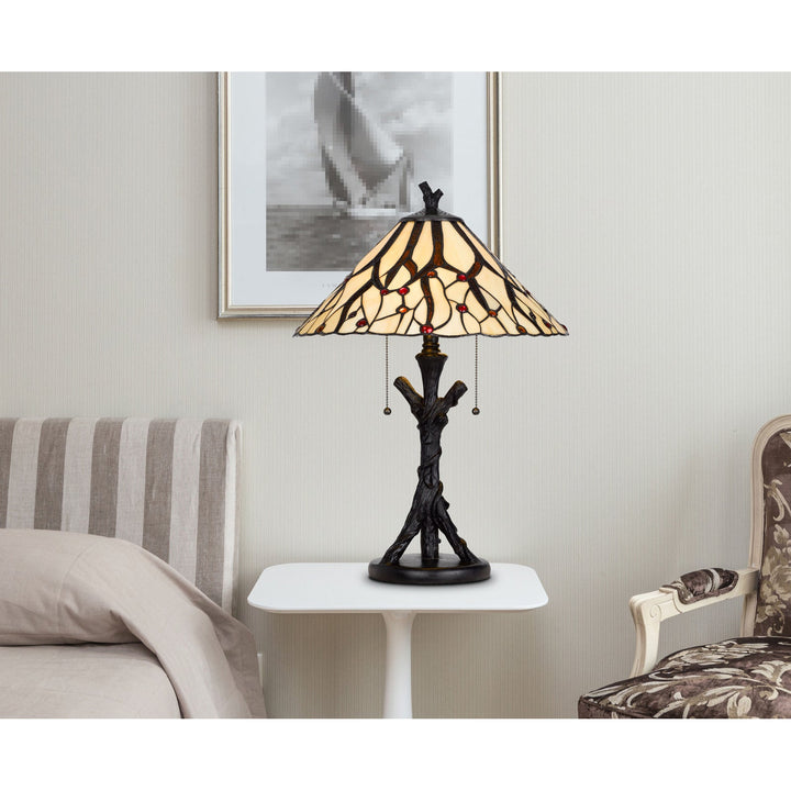 Antique Hardware 60W X 2 METAL/RESIN TIFFANY TABLE LAMP WITH PULL CHAIN SWITCHES Table Lamp