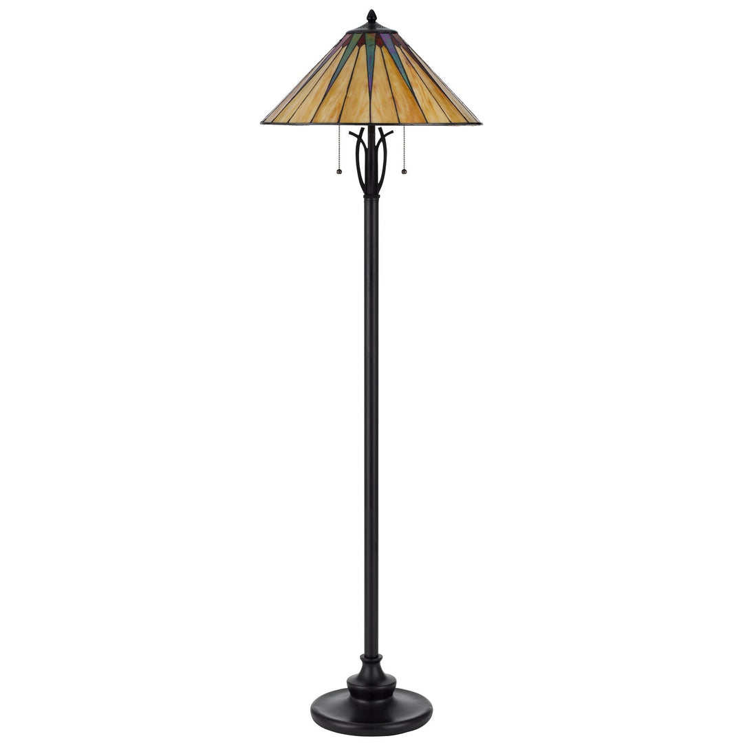 ##Antique Hardware## 60W X 2 METAL/RESIN TIFFANY FLOOR LAMP WITH PULL CHAIN SWITCHES