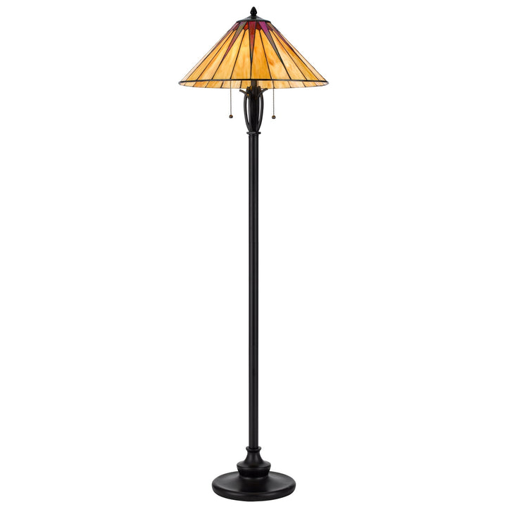 ##Antique Hardware## 60W X 2 METAL/RESIN TIFFANY FLOOR LAMP WITH PULL CHAIN SWITCHES