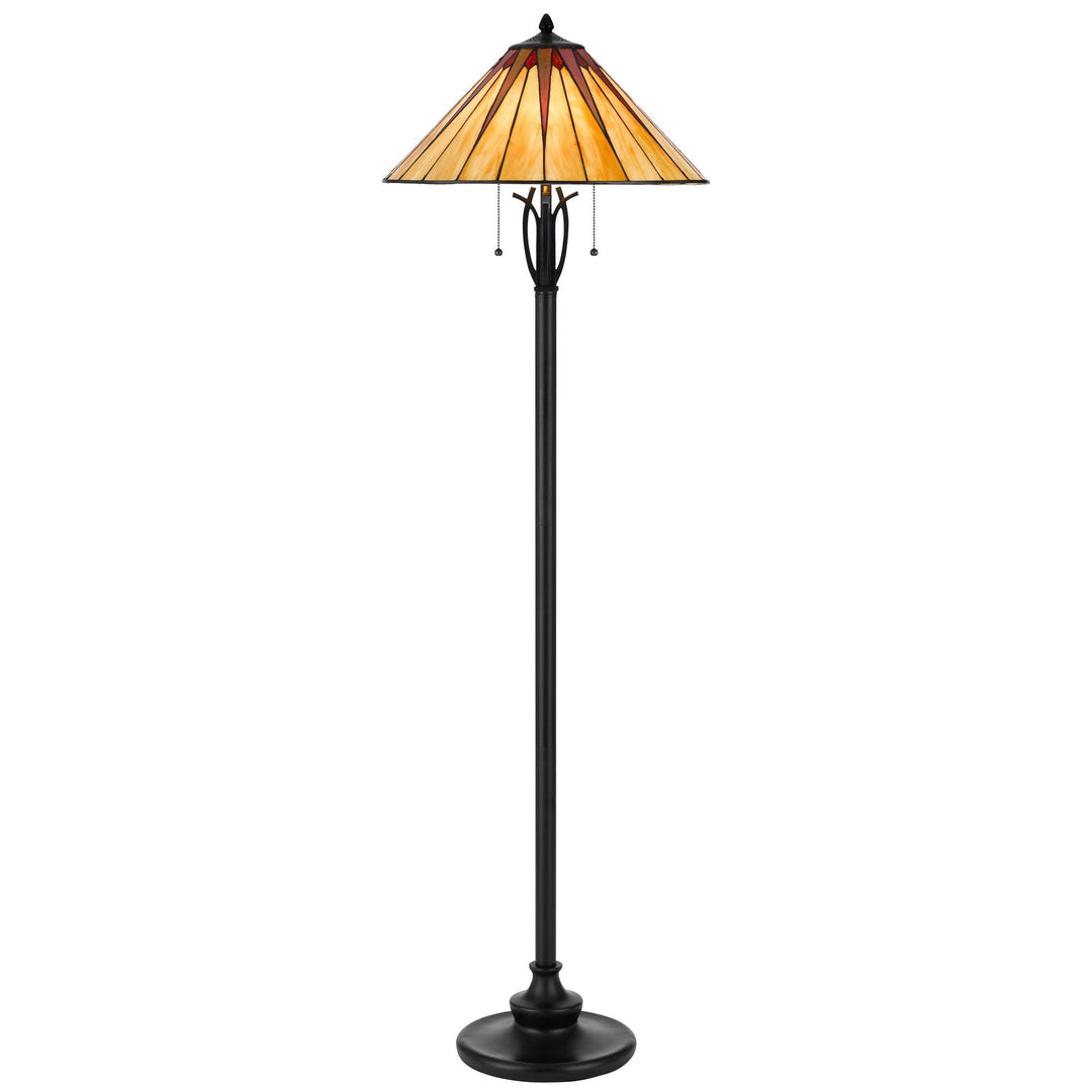##Antique Hardware## 60W X 2 METAL/RESIN TIFFANY FLOOR LAMP WITH PULL CHAIN SWITCHES