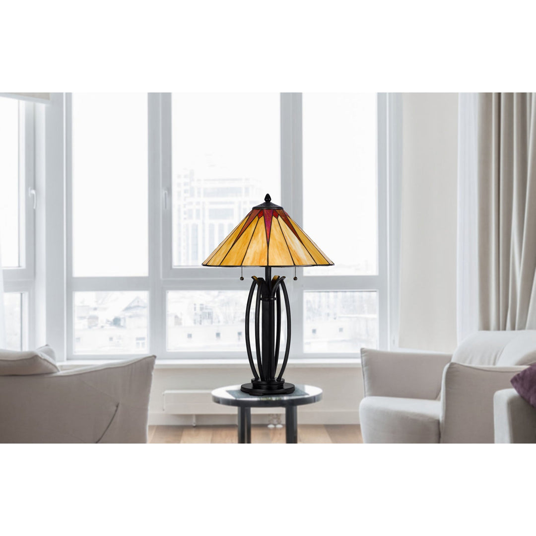 Antique Hardware 60W X 2 METAL/RESIN TIFFANY TABLE LAMP WITH PULL CHAIN SWITCHES Table Lamp