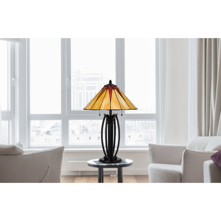 Antique Hardware 60W X 2 METAL/RESIN TIFFANY TABLE LAMP WITH PULL CHAIN SWITCHES Table Lamp