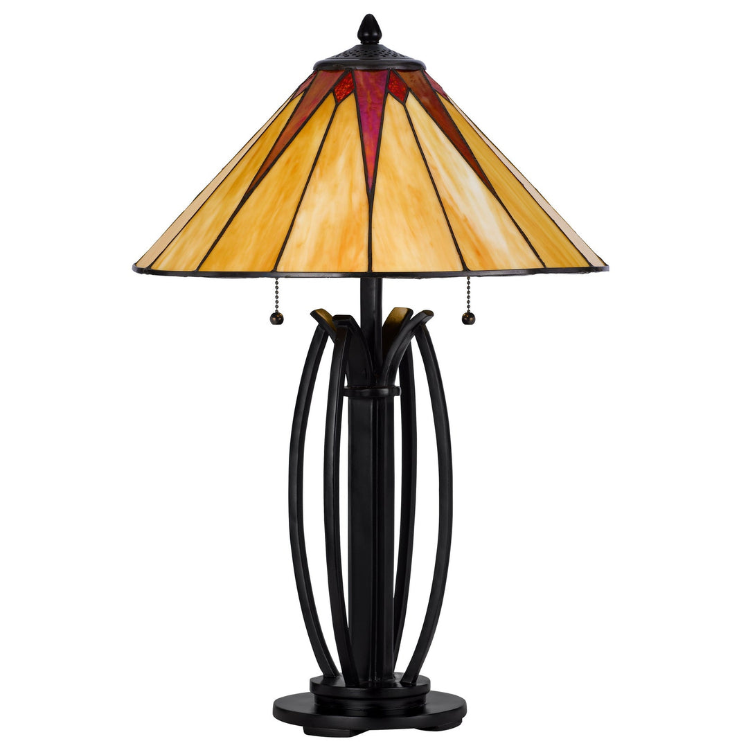 Antique Hardware 60W X 2 METAL/RESIN TIFFANY TABLE LAMP WITH PULL CHAIN SWITCHES Table Lamp