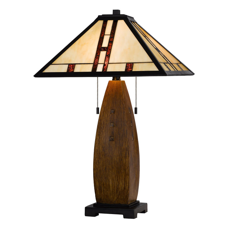 ##Antique Hardware## 60W X 2 METAL/RESIN TIFFANY TABLE LAMP WITH PULL CHAIN SWITCHES