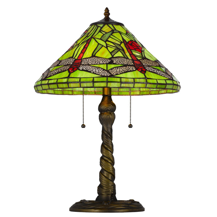 ##Antique Hardware## 60W X 2 METAL/RESIN TIFFANY TABLE LAMP WITH PULL CHAIN SWITCHES