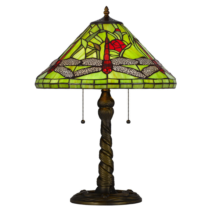 ##Antique Hardware## 60W X 2 METAL/RESIN TIFFANY TABLE LAMP WITH PULL CHAIN SWITCHES