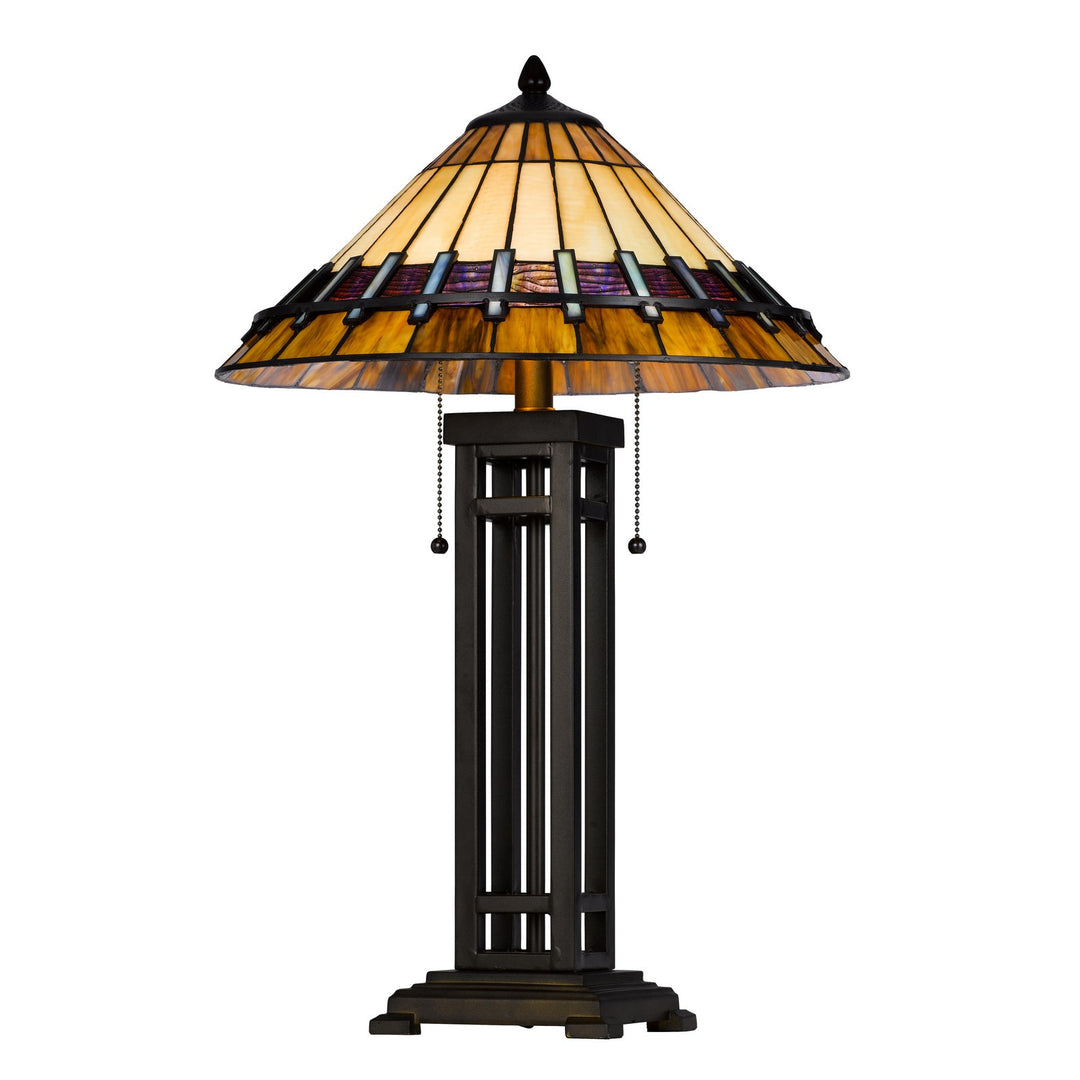 Antique Hardware 60W X 2 METAL/RESIN TIFFANY TABLE LAMP WITH PULL CHAIN SWITCHES Table Lamp