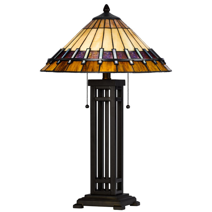 Antique Hardware 60W X 2 METAL/RESIN TIFFANY TABLE LAMP WITH PULL CHAIN SWITCHES Table Lamp