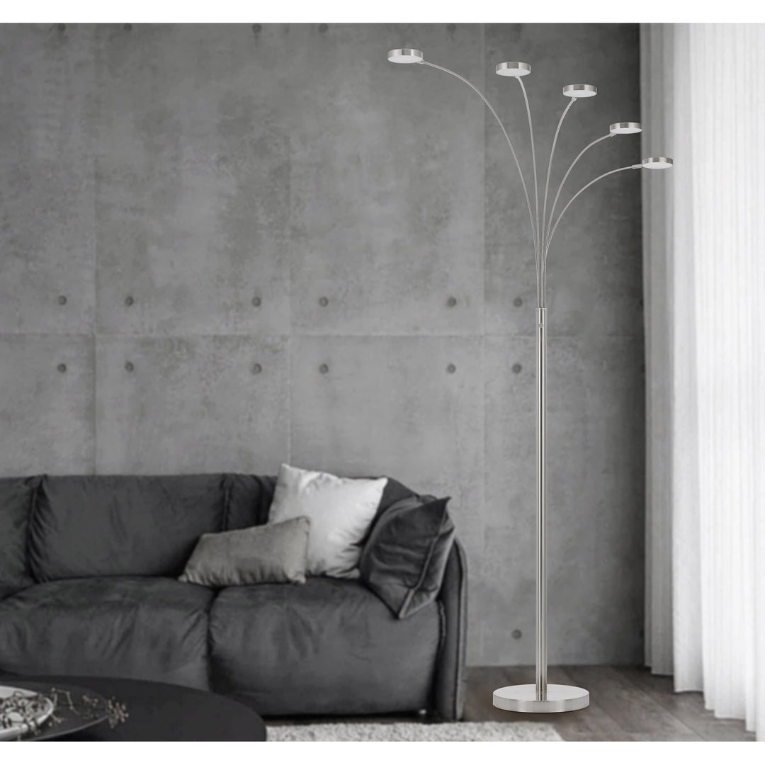##Antique Hardware## MALIBU INTERGRATED LED 8W X 5 METAL ARC FLOOR LAMP