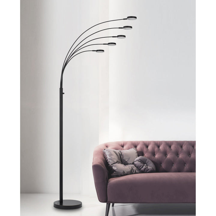 ##Antique Hardware## MALIBU INTERGRATED LED 8W X 5 METAL ARC FLOOR LAMP