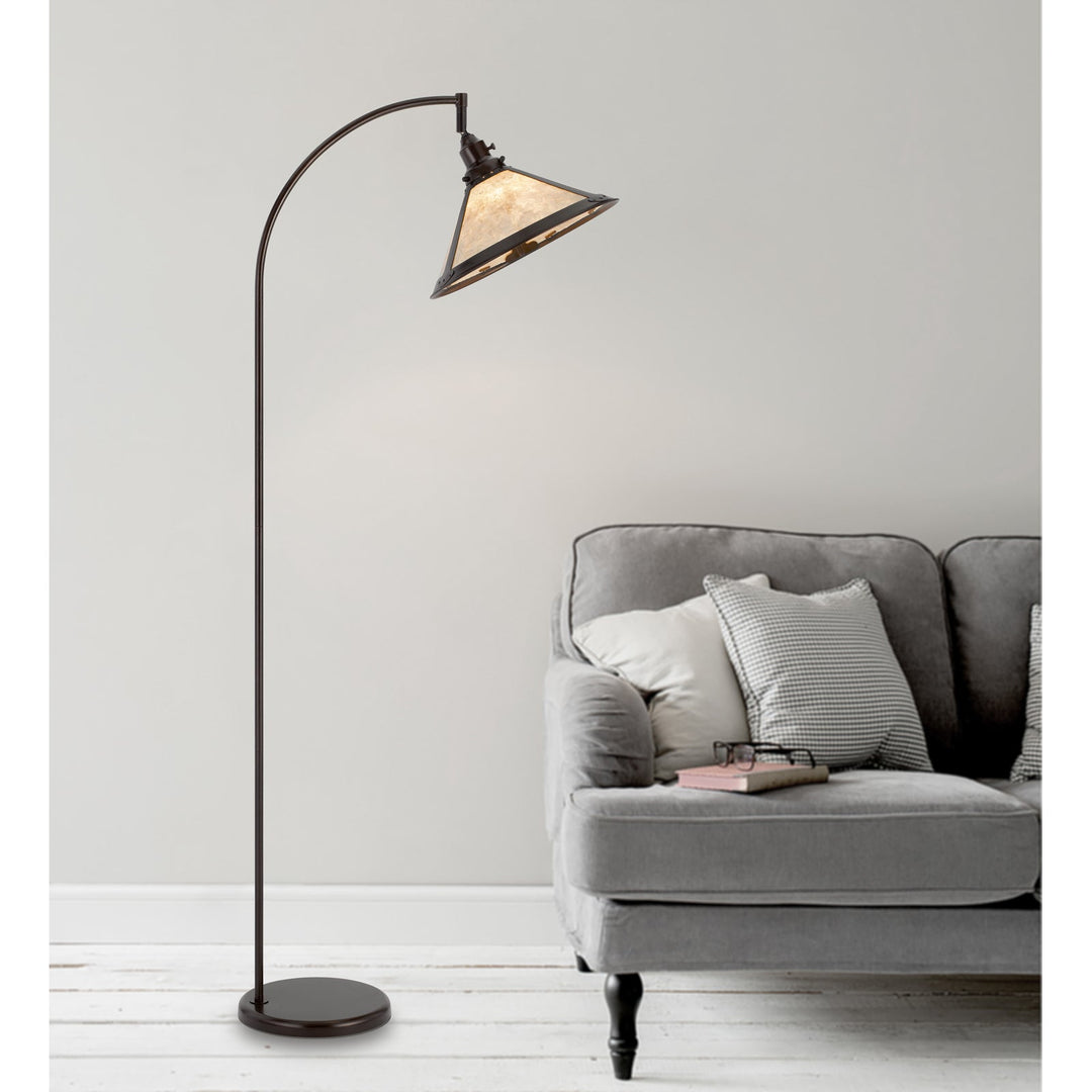 ##Antique Hardware## 60W DOWNBRIDGE ADJUSTABLE METAL FLOOR LAMP WITH MICA SHADE