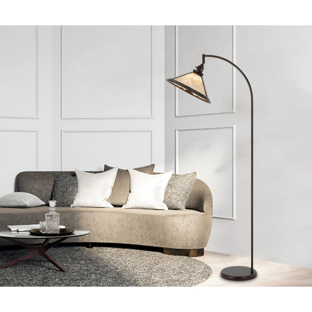 ##Antique Hardware## 60W DOWNBRIDGE ADJUSTABLE METAL FLOOR LAMP WITH MICA SHADE