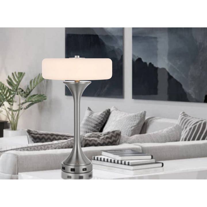 ##Antique Hardware## ESPOO 25W X 3 METAL DESK/TABLE LAMP WITH FROSTED GLASS SHADE