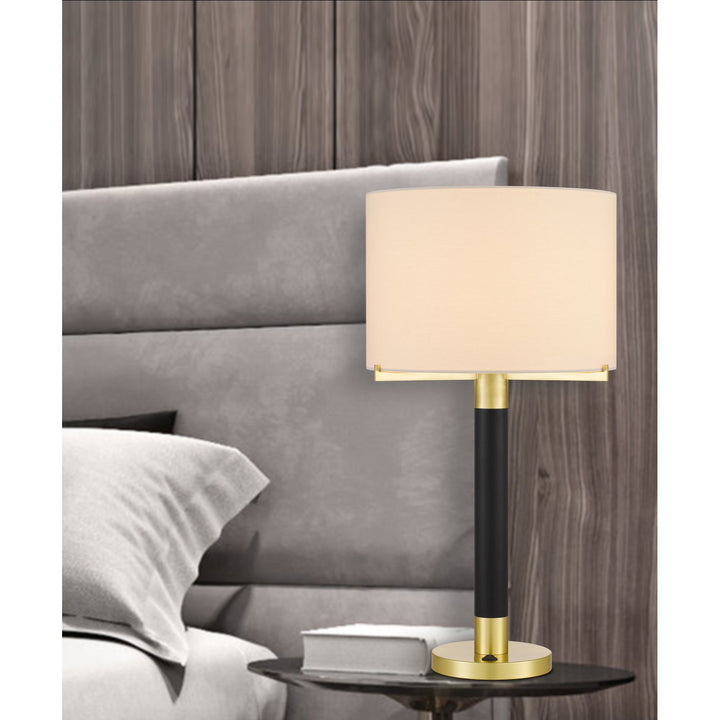 Antique Hardware GOLDSTON 100W METAL TABLE LAMP WITH DRUM HARDBACK FABRIC SHADE Table Lamp