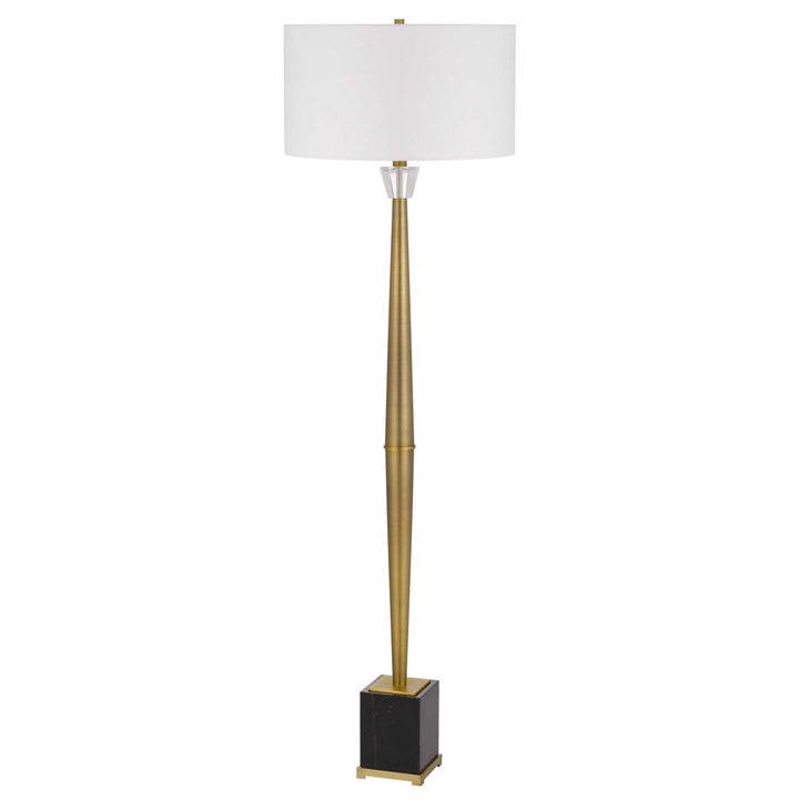 ##Antique Hardware## 150W 3 WAY SALFORD METAL FLOOR LAMP WITH CRYSTAL FONT / MARBLE BASE AND DRUM HARDBACK FABRIC SHADE