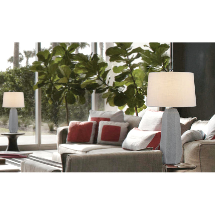 Antique Hardware 150W 3 WAY DRAYTON CERAMIC TABLE LAMP WITH HARDBACK FABRIC SHADE (SOLD IN PAIRS) Table Lamp
