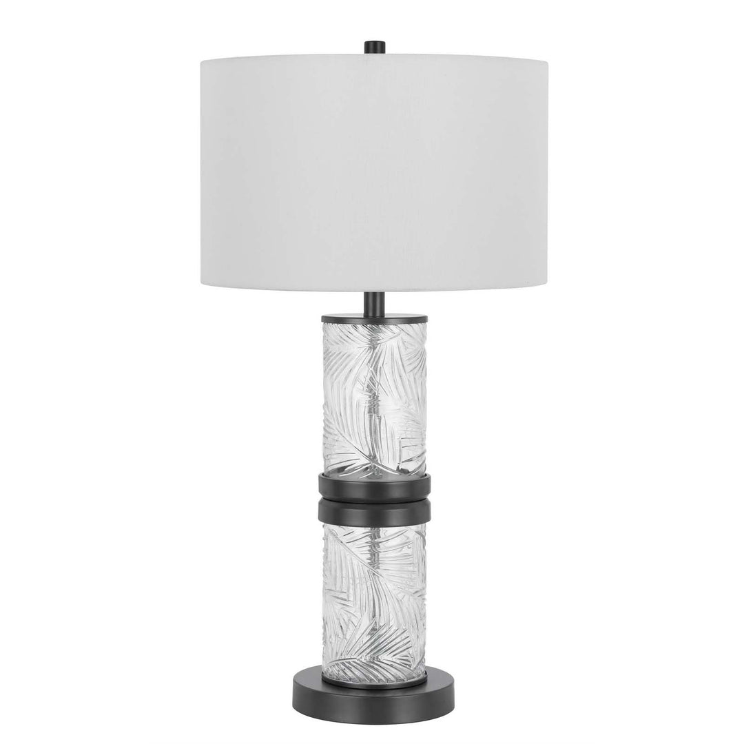 Antique Hardware 100W CARRINGTON METAL/GLASS TABLE LAMP WITH 4W INTEGRATED LED NIGHT LIGHT AND HARDBACK FABRIC SHADE Table Lamp