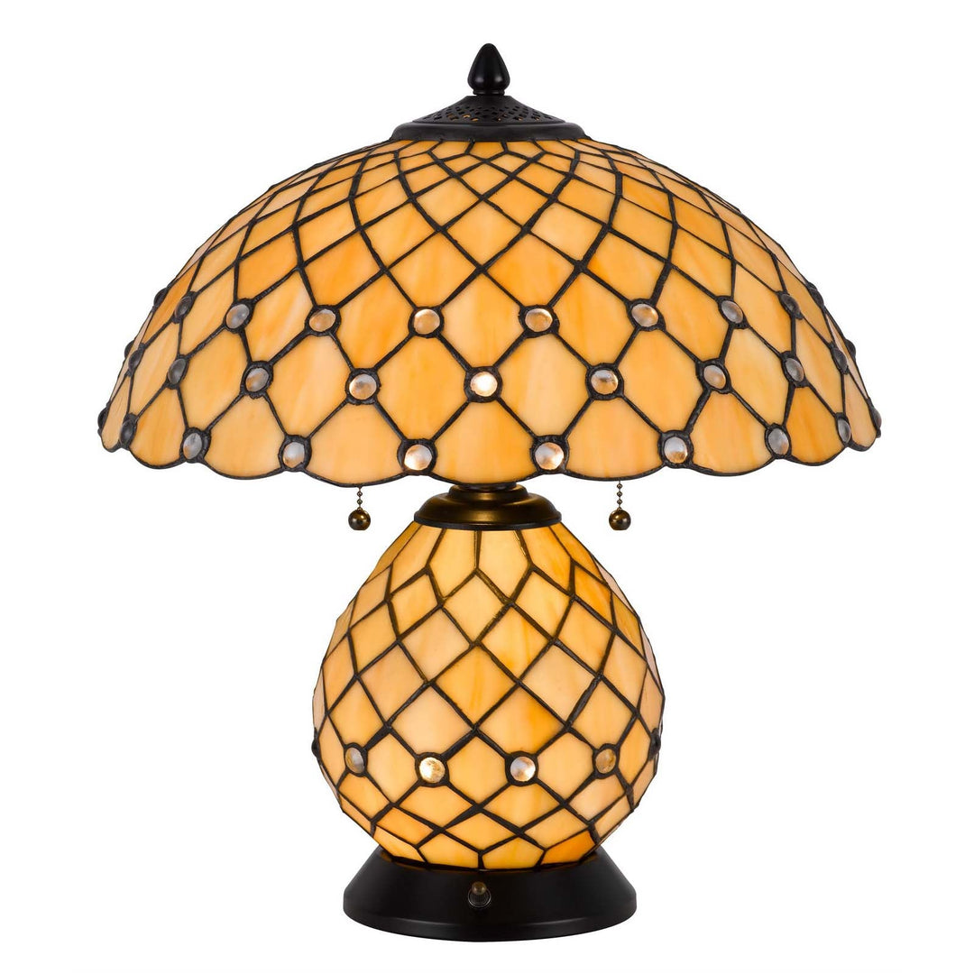 Antique Hardware 60W X 2 VALETTA TIFFANY TABLE LAMP WITH 2W INTEGRATED LED NIGHT LIGHT Table Lamp