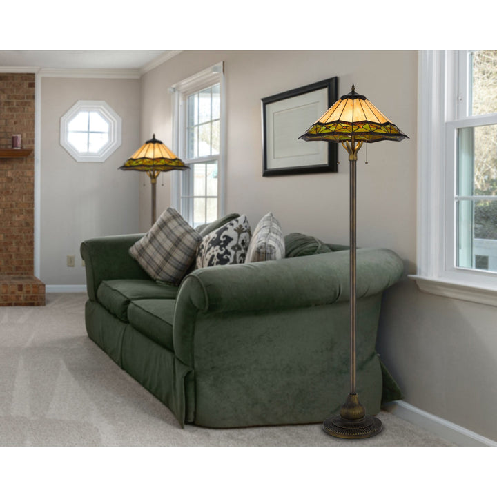 ##Antique Hardware## 60W X 2 ARMSCROFT TIFFANY FLOOR LAMP