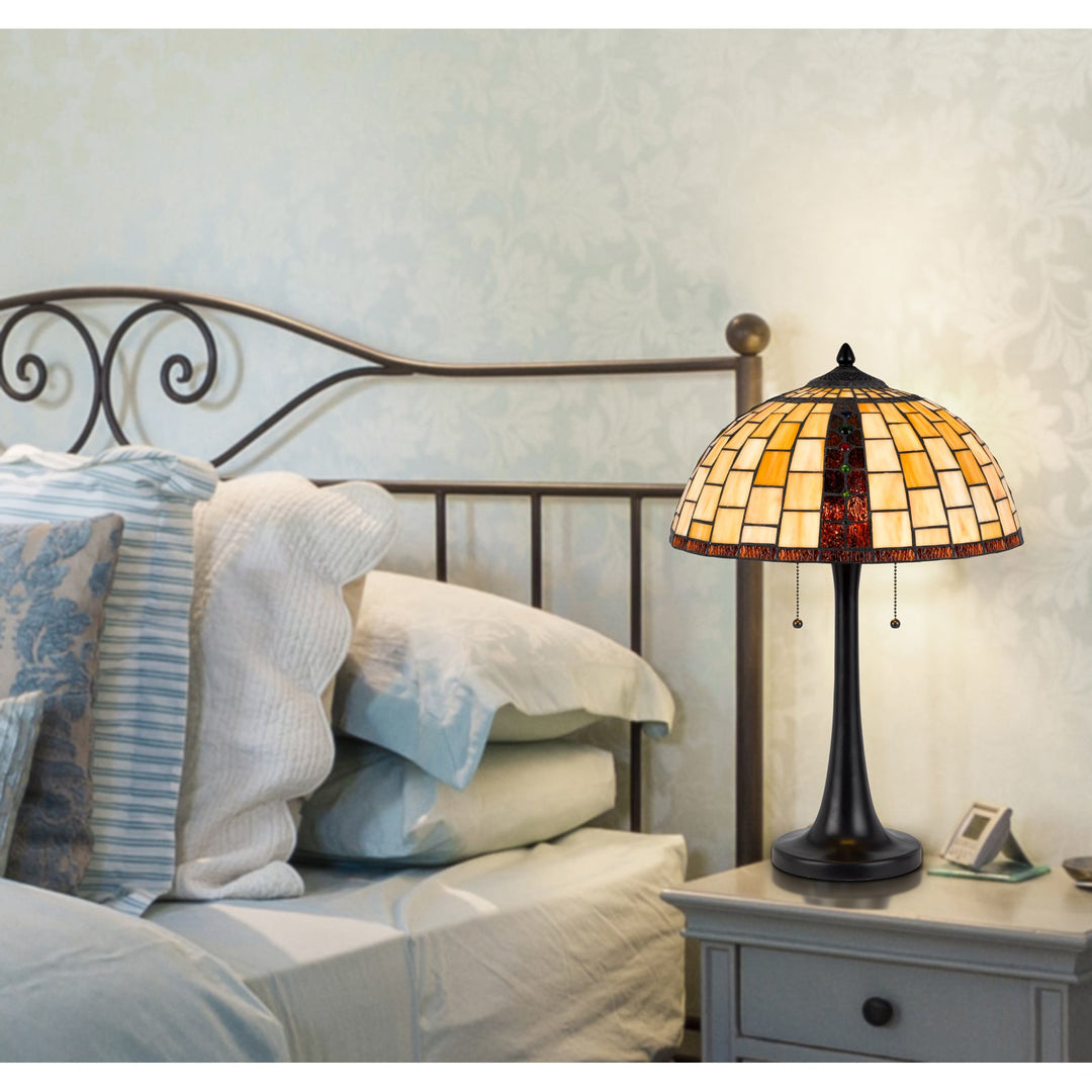 ##Antique Hardware## 60W X 2 WHITTON TIFFANY TABLE LAMP