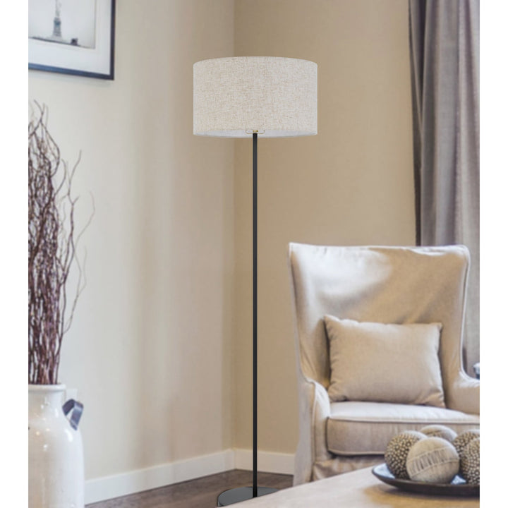 ##Antique Hardware## 150W 3 WAYT CROMWELL METAL FLOOR LAMP WITH LINEN SHADE