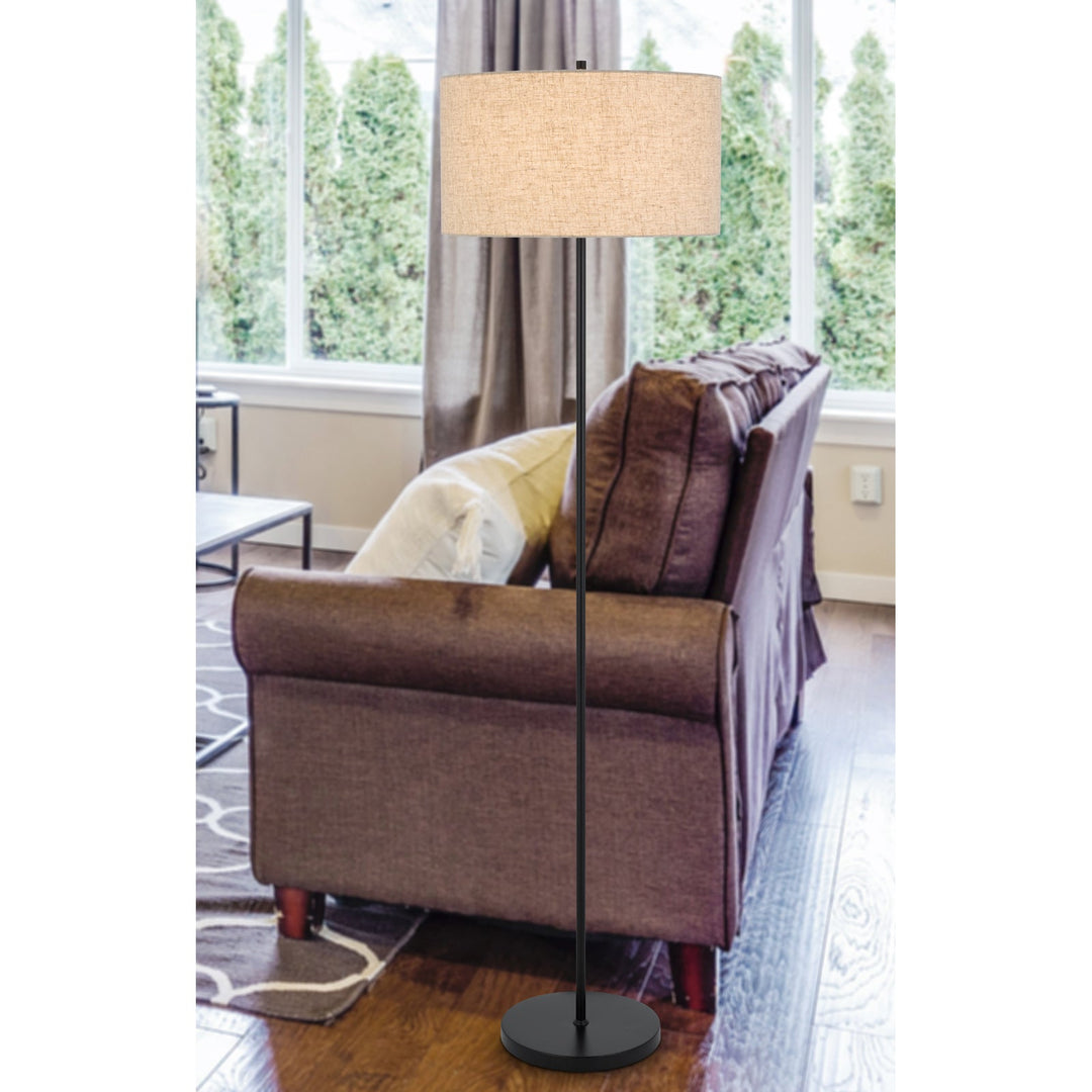##Antique Hardware## 150W 3 WAYT CROMWELL METAL FLOOR LAMP WITH LINEN SHADE