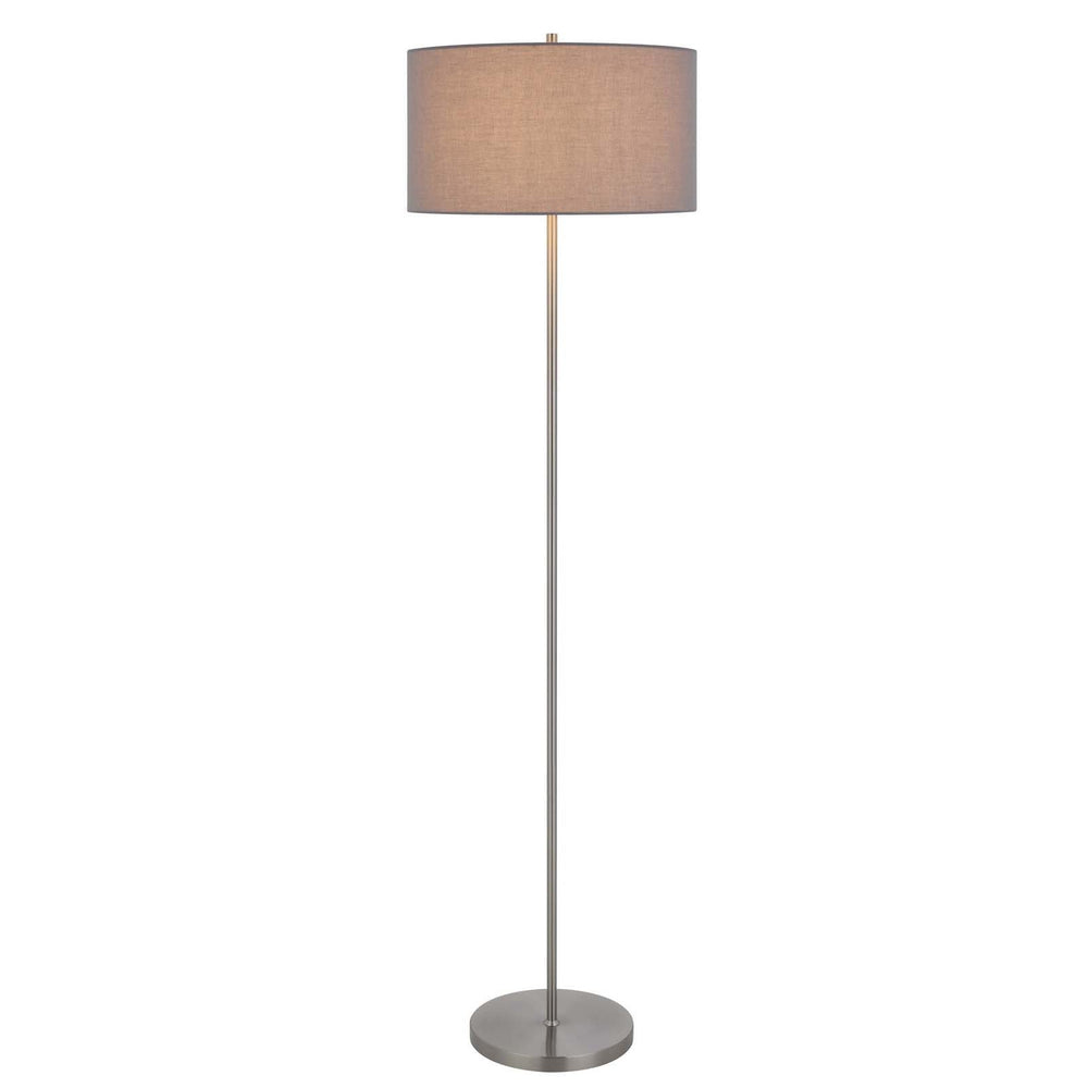 ##Antique Hardware## 150W 3 WAYT CROMWELL METAL FLOOR LAMP WITH GRAY LINEN SHADE
