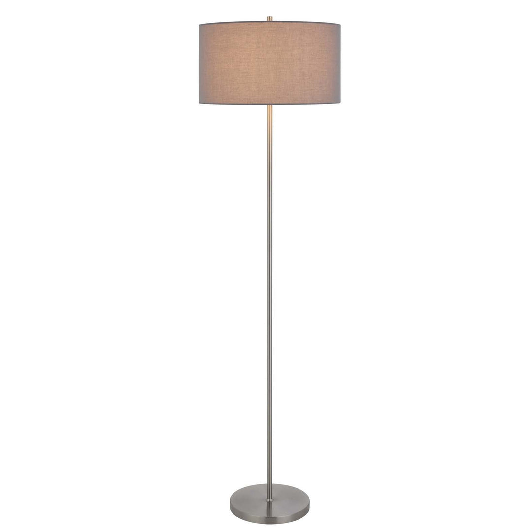 ##Antique Hardware## 150W 3 WAYT CROMWELL METAL FLOOR LAMP WITH GRAY LINEN SHADE