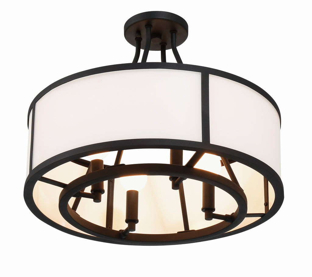 ##Antique Hardware## Bryant 4 Light Black Forged Semi Flush Mount