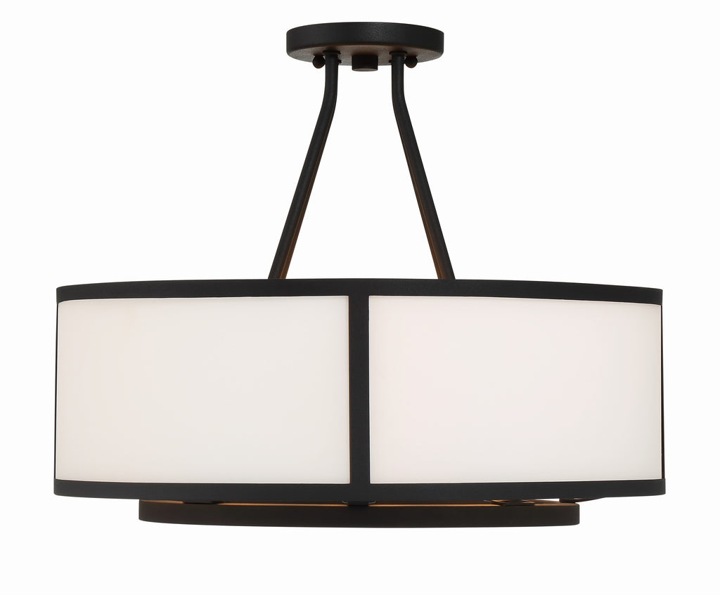 ##Antique Hardware## Bryant 4 Light Black Forged Semi Flush Mount
