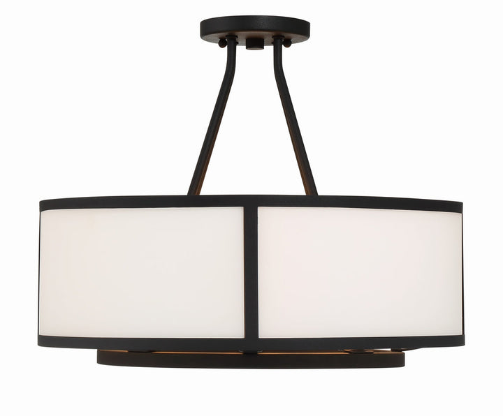 ##Antique Hardware## Bryant 4 Light Black Forged Semi Flush Mount