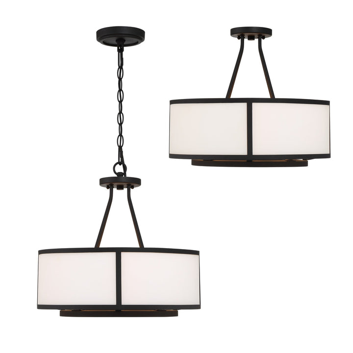##Antique Hardware## Bryant 4 Light Black Forged Semi Flush Mount