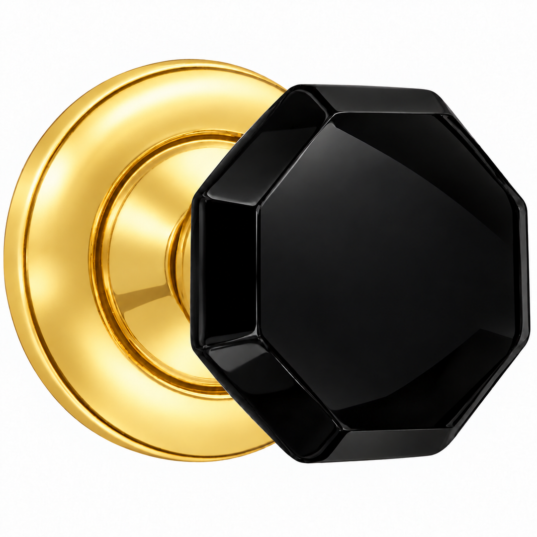 Magnifique® Classic Door Set with Black Glass Octagon Knobs (Several Finishes Available)