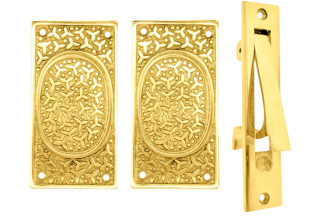 Rice Pattern Pocket Door Set (Several Finishes Available)